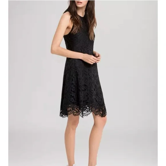 Sandro | Dresses | Sandro Paris Lace Racerback Dress Womans Sz Black Floral  Overlay Lined | Poshmark